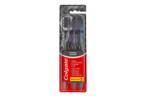 Щітка зубна середньої жорсткості Деревне вугілля Zig Zag Colgate 3шт