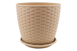 Горщик д/квітів Ротанг кремовий з підставкою 20*18см арт114057 Алеана