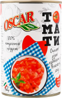 Томати очищені різані кубиками у власному соку Oscar з/б 400г