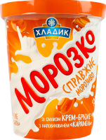 Мороженое 12% с наполнителем карамель Крем-брюле Морозко Хладик ведро 500г