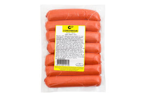 Сосиски варені Ранкові Соколівські 1с в/у 0.33кг