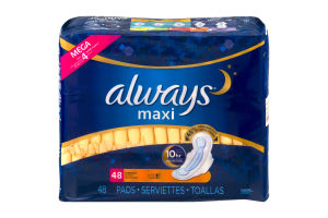 Always Maxi Overnight Pads - 48 CT
