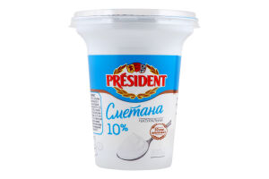 Сметана 10% President cт 300г