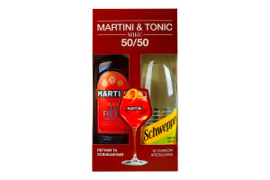 Набір Вермут 0.75л 15% червоний солодкий Fiero Martini + Напій безалкогольний Indian tonic Schweppes 1л к/у 2шт