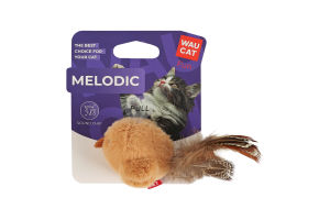 Игрушка для котов бежевая со звуковым чипом 110мм №7514 Птица Melodic Fun WauCat 1шт