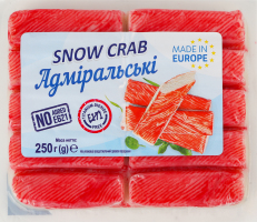 Палички крабові Адміральські Сніговий краб CJSC Plunges kooperatine prekyba охол в/у 250г