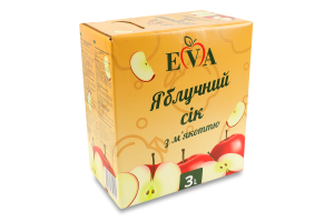 Сок пастеризованный восстановленный неосветленный с мякотью яблочный Eva к/у 3л