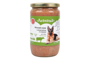 Корм консервированный мясной для собак С говядиной и сердцем Классическая серия Леопольд с/б 670г