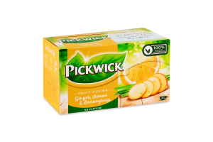 Чай фруктово-трав'яний ароматизований Імбир-лемонграс Fruit fusion Pickwick к/у 20х2г