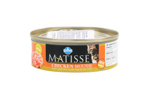 Корм консервований для дорослих котів Chicken Mousse Matisse Farmina з/б 85г
