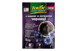 Напиток растворимый на основе ячменя и цикория с добавкой плодов черники С черникой Тонус м/у 50г