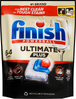 Капсулы для мытья посуды в посудомоечных машинах Ultimate Plus Powerball Finish 64шт