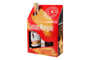 Набір Напій алкогольний 1л 35% на основі карибського рому Spiced gold + 1 склянка 340мл Captain Morgan к/у 2шт