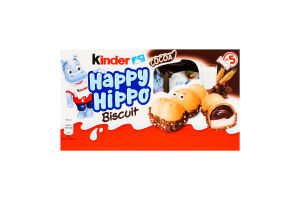 Вафля хрустящая с молочной и какао начинкой Happy hippo Biscuit Kinder к/у 5х20.7г