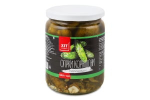 Огірки корнішони мариновані 500г твіст/б Хіт Продукт