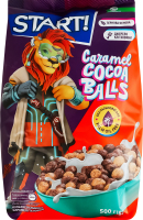 Сніданки сухі зернові зі смаком карамелі та какао Кульки Start! м/у 500г