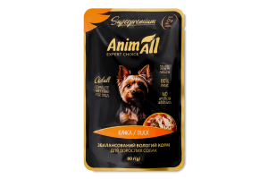 Корм д/дорослих собак Качка 80г пауч AnimAll