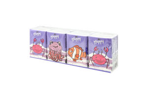 Платочки бумажные носовые гигиенические 3-х слойные Happy Bella 8х9шт