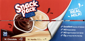 Snack Pack Pudding Chocolate, Vanilla - 36 CT