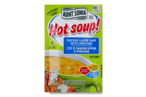 Суп миттєвого приготування зі смаком курки з грінками Hot soup! Aunt Sonia м/у 15г