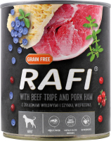 Корм д/собак з яловичими шлунками та шинкою 800г ж/б Рафі