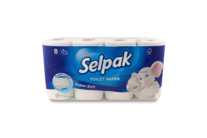 Папір туалетний 3-х шаровий Super Soft Selpak 8шт