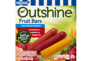 Nestle Outshine Fruit Bars No Sugar Added Strawberry, Raspberry, Tangerine - 12 CT