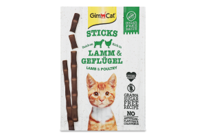 Ласощі для котів з ягням та птицею Sticks GimCat м/у 4х5г