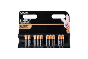 Элемент питания щелочной AAA LR03 MN2400 Simply Duracell 10шт