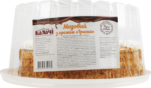 Торт бисквитный Медовый с кремом Ириска Калачі п/у 1кг