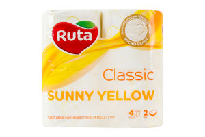 Папір туалетний 2-х шаровий Sunny Yellow Classic Ruta 4шт