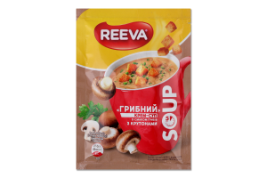 Крем-суп швидкого приготування зі смаком грибів з крутонами Грибний Reeva м/у 15.5г
