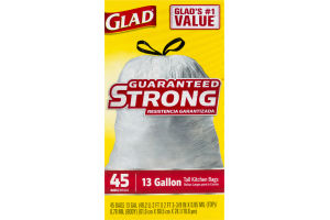 Glad Tall Kitchen Drawstring Trash Bags, 13 Gallon, 45 Count