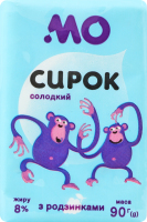 Творожок 8% сладкий с изюмом Молочний острів м/у 90г