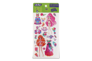 Наліпки ZiBi KidsLine 3D Дівчата асор образів 18см