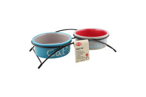 Миска д/котів Іт он Фіт 2*300мл кераміка подвійна12см на металевій підставці Тріксі