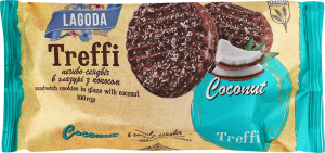 Печиво цукрове Treffi в кондитерській глазурі з кокосом 100г Zagora