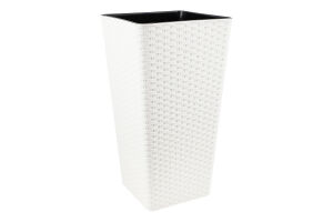 Горщик д/квітів Ротанг біла троянда квадратний 22*22*41,5см 115040 Алеана