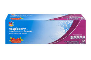 Ahold Raspberry Flavored Seltzer Water Cans - 12 CT