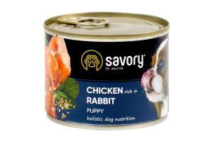 Корм консервированный Chicken&Rabbit Puppy Savory ж/б 200г