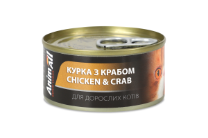 Корм д/котів з куркою та крабом 85г ж/б ЕнімАлл