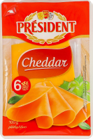 Сир 51% твердий скибками Чеддер President лоток 100г
