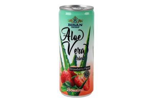 Напій безалкогольний соковий негазований з ароматом полуниці Aloe vera Bisan Drinks з/б 250мл