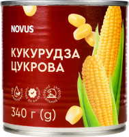 Кукуруза сахарная консервированная из целых зерен Novus в/с ж/б 340г