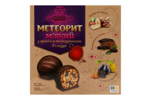 Конфеты с арахисом и изюмом в глазури Метеорит мягкий Рівненські цукерки к/у 350г