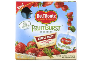 Del Monte Fruit Burst Squeezers Simply Fruit Strawberry - 4 CT