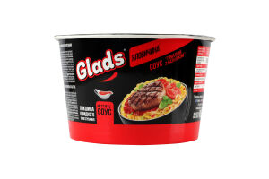 Лапша быстрого приготовления Говядина + Соус Томатный с базиликом Glads ст 85г