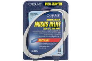 CareOne Mucus Relief Cold, Flu & Sore Throat Maximum Strength Caplets - 20 CT