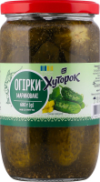 Огурцы маринованные пастеризованные Хуторок 1с с/б 680г