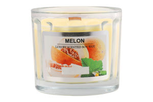 Свічка Лакшері Диня соєвий віск дерев"яний гніт скло 8*10см Пако ІФ